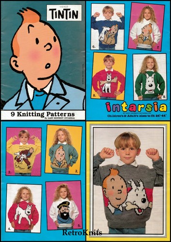 Tintin intarsia knitting - tintin,