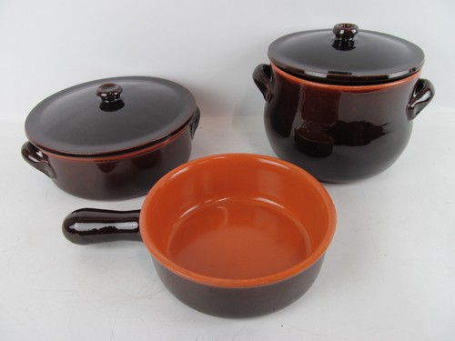 Brown terracotta bean pot - terracotta,