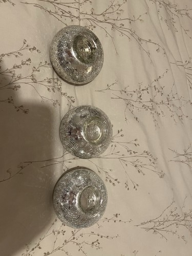Three crackle candle tealight - three,