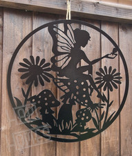Fairy metal wall art round - fairy,