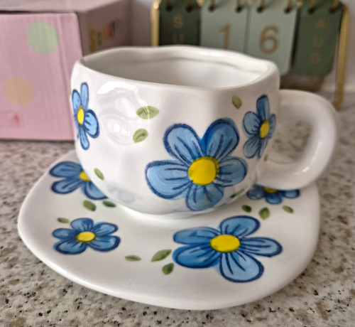 Ceramic tea cup saucer set - ceramic,