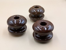 Three Vintage Brown Ceramic Electrical Insulators Circa 1940's All Different