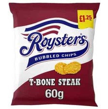Roysters T Bone Steak Crisps Snacks £1.25 Full Box of 20 x 60g Bags
