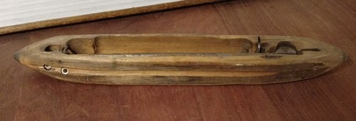 Vintage wooden weaving shuttle - weaving,