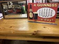 Guinness Older Small Mirror,metal Calender,the Pair.