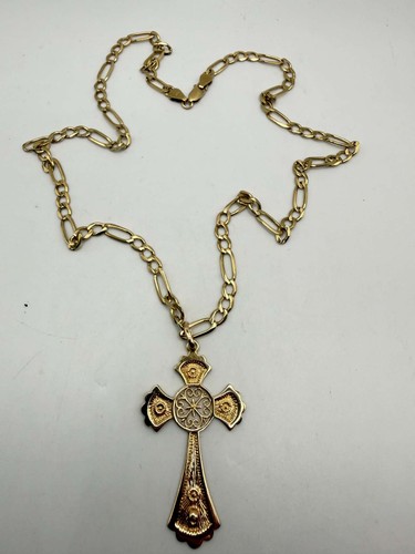 9ct figaro chain and large - 9ct,