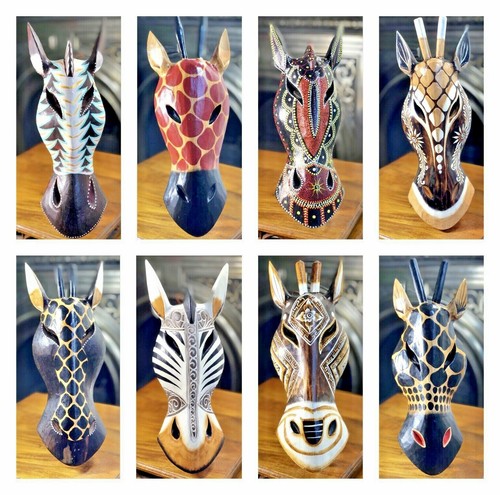 Wooden mask giraffe carved - wooden,