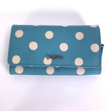 Cath Kidston Blue Polka Dot Large 7.5" Wallet Purse Spot Spots Matt Oil Cloth