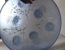 Vintage Marked SABINO FRANCE Blue Opaque  Sea Urchin Art Glass Bowl  12" (30cms)