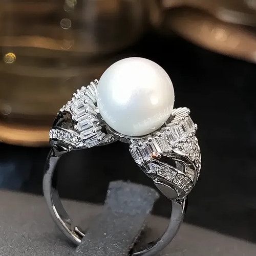 Simulated pearl cocktail ring - simulated,