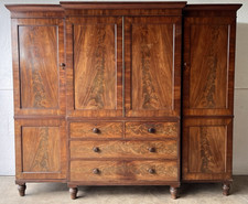 Huge Large Antique Victorian Period Linen Press Housekeepers Cupboard Wardrobe