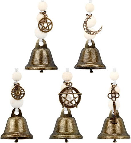 5pcs witch bells with wood - witch,