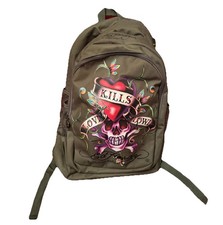 Ed Hardy Y2K Love Kills Slowly Army Green Backpack NWT