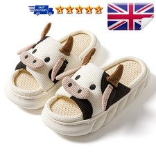 Winter Home Slippers Couples Warm Plush Cartoon Cow Anti Slip Cotton Slippers