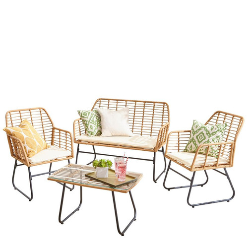 Piece wicker garden sofa set - wicker,