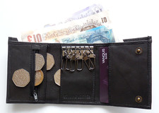 Key Wallet Soft Sheep Leather 6 Hooks Cash Note Section Zip Pocket Card Slot