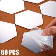 60 3D Tile/Wall Mirror Stickers Self Adhesive Decoration Stick On Art Mosaic 4cm