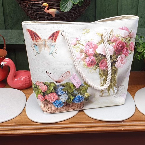 Butterfly floral shopper - floral, shopper/beach