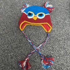 Colourful Owl Hat 100% New Zealand Wool Handmade In Nepal Fleece Lining