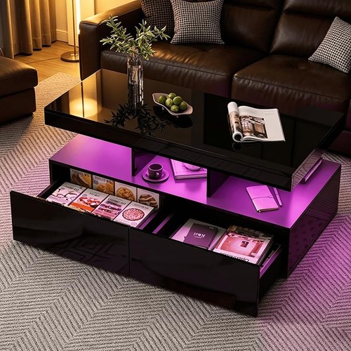 Coffee table high gloss led - coffee,