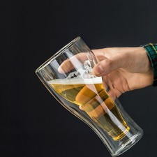Beer glass double wall keep - glass,