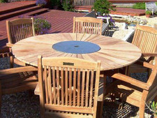 1.5m Teak Matahari Circular Pedestal Outdoor Dining Table