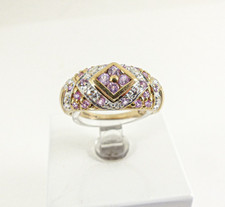 9ct Gold Pink Sapphire Diamond Ring  Hallmarked Size L 1/2 with Gift Box