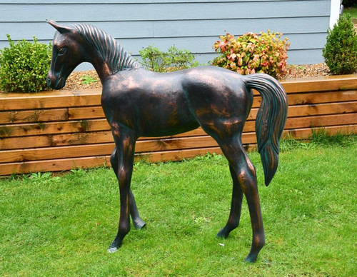 Metal life size standing foal - size,