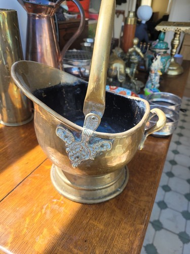 Victorian brass coal scuttle - victorian,