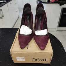 Next Ladies Burgundy Noir Leather Court Shoes Boxed RRP £68 UK Size 6 Worn Once