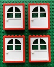 4 x LEGO Doors (2 x 6 x 6) - White / Red - Door Set / Bundle
