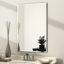 LUVODI Wall Mirror Rectangle Beveled Polished Edge Frameless Mirror for Bathroom