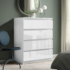 High Gloss Chest of Drawers Tall Wide Bedside Table Cabinet Bedroom Furniture 