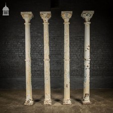 Cast Iron Columns, Set of 4 19th C Boulton of Norwich Pillars Stanchions