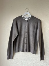 New Ex Marks & Spencers Brown Contrast Collar Cardigan Sizes S-XL