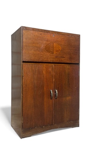Antique oak desk cabinet art - antique,