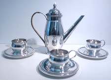 Art Nouveau Cafe Noir Coffee Set WMF Silver Plate Expresso Pot Cups Saucers Set