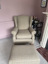 Sherlock Highback Armchair and Footstool Set. Ferndale Green
