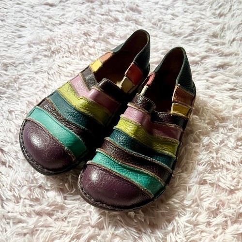 Rainbow leather spring step - rainbow,