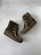 Vtg Avant-Garde Y2k Fur Faux Woman's Brown Yeti Boots Size 38