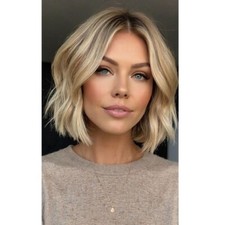 Ombre Golden Blonde Highlight 100% Human Hair Lace Front Wig Small Cap