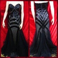 JOVANI strapless black upper sequin bodice Long Evening Dress Size US 10,  UK 12