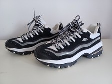 SKECHERS D'lites Retro Marathon Sneakers Black Silver UK 5 Excellent Condition
