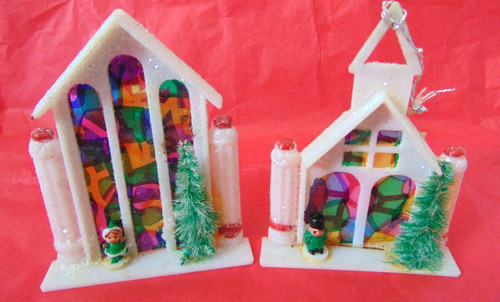 Vintage 1950 plastic church - plastic,