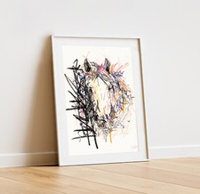 Original hand drawn framed oil - framed,
