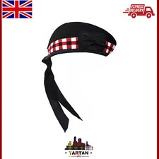 Black Glengarry Hat – 100% Wool Scottish Piper Cap w/ Triple Diced Band