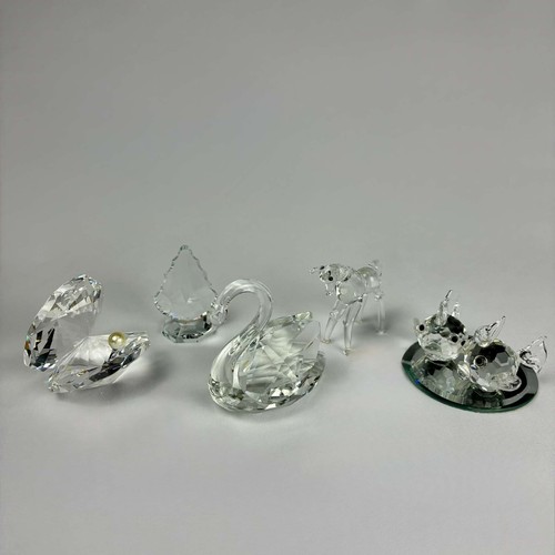 Crystal figurine lot swan - crystal, 5
