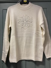 Ladies Damart Cream Snowflake Sweater/ Jumper Size 10/12 New! Casual ?