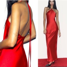 Zara Red Satin Halter Neck