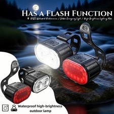2x Mountain Bike Lights USB Rechargeable Bicycle LED Torch Front Rear + Lamp Set